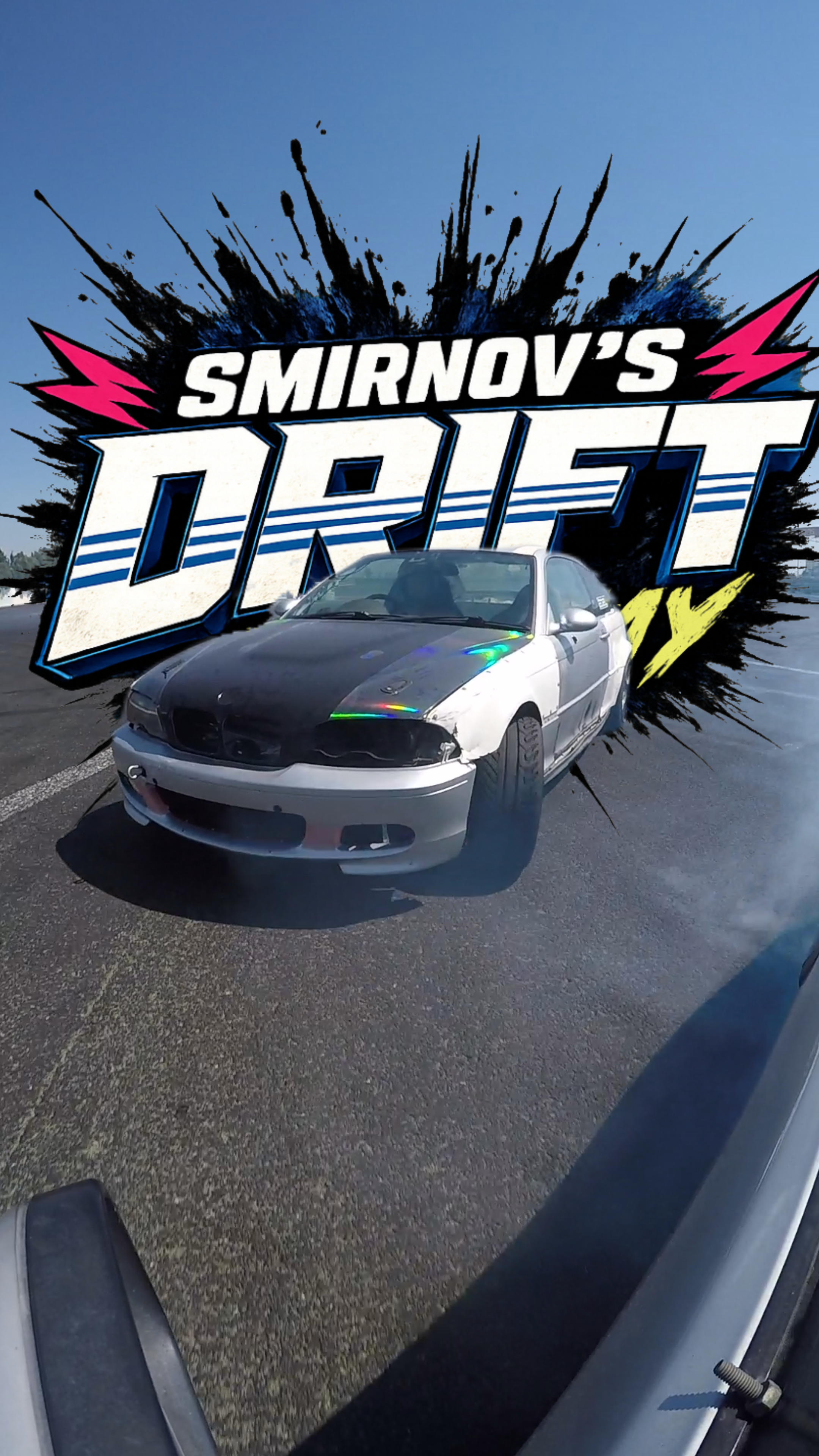BMW E46 drifting at Achna Speedway with Smirnov Drift Academy graphics